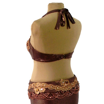 Conjunto para dança do ventre chocolate -costas