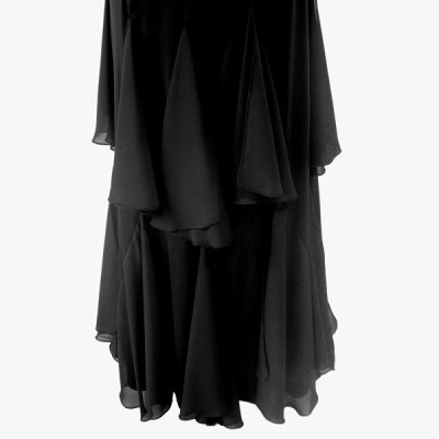 Figurino para dança do ventre preto, ouro e vermelho - detalhe saia