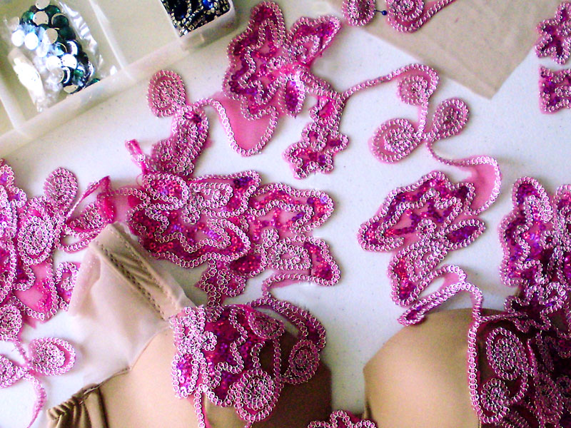 Detalhe de aplique em soutien para dança do ventre