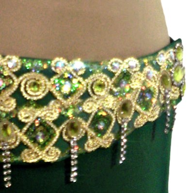 Figurino para dança do ventre verde sereia - cinturão