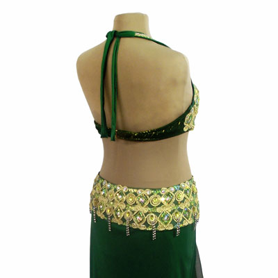 Figurino para dança do ventre verde sereia - costas