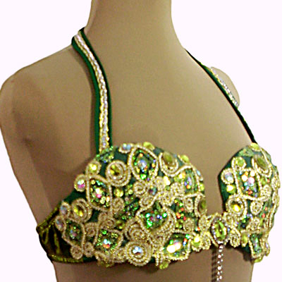 Figurino para dança do ventre verde sereia - soutien