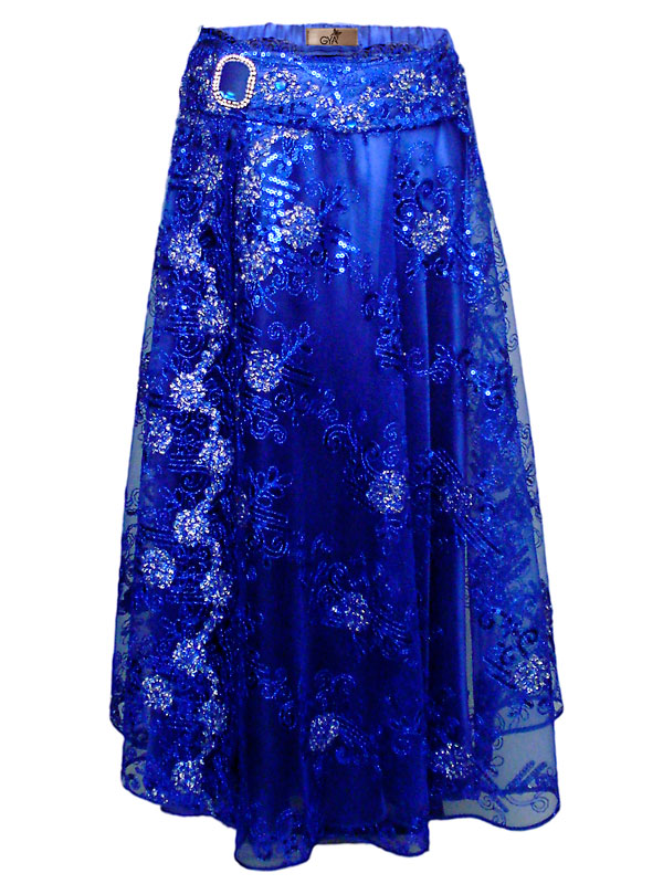 Saia godê 180° em tule bordado